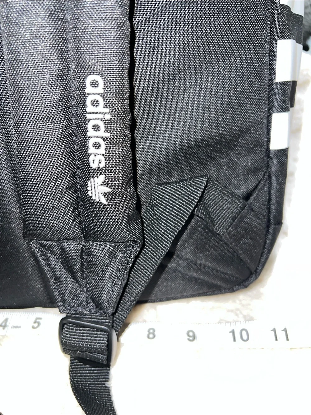 adidas Black Youth Originals Backpack with White Stripes NWT